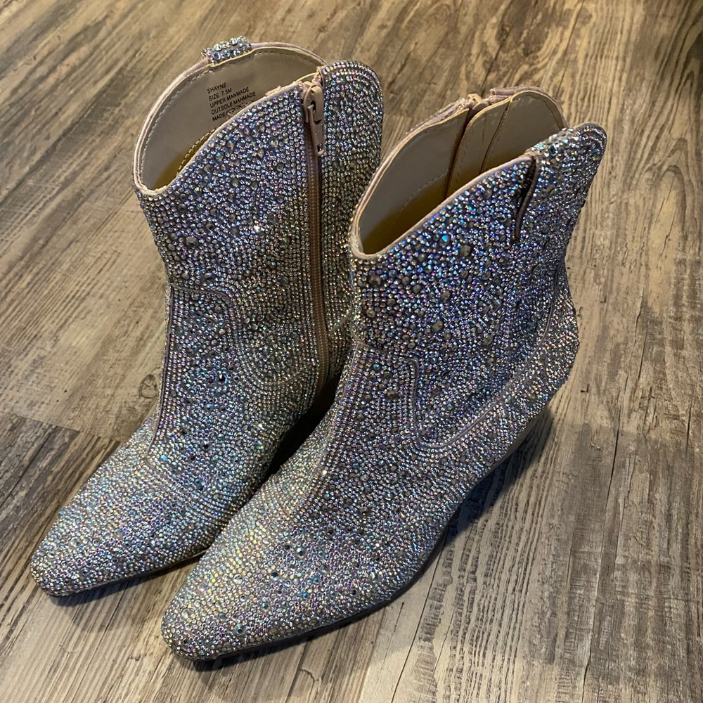 Matisse Silver Ankle Boots with Rhinestones